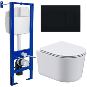Комплект инсталляции Berges Аtom 410 c кнопкой и унитазом Roxen Simple Compact 530120-01
