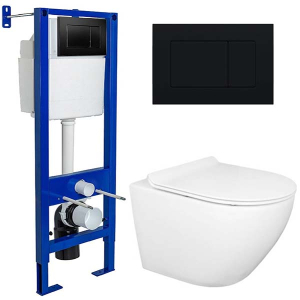 Комплект инсталляции Berges Аtom 410 c кнопкой и унитазом Gid Tr2198