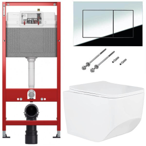 Комплект инсталляции TECEbase kit 9400401S (9400412) c кнопкой и унитазом Roxen Boro 530145-01 Rimless Soft Close
