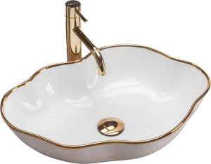 Умывальник Rea Pearl Gold Edge U0696