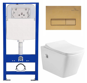Комплект инсталляции 6 в 1 Amore di mare QuickFit 50114 с подвесным унитазом Garda Bidet P310-X и клавишей смыва 404G