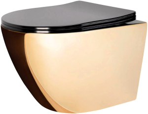 Подвесной унитаз Rea Carlo Flat Mini Gold Black REA-C8990