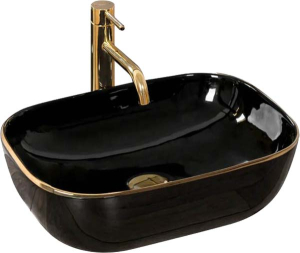 Умывальник Rea Belinda Black Gold Edge / Black Matt Gold Edge