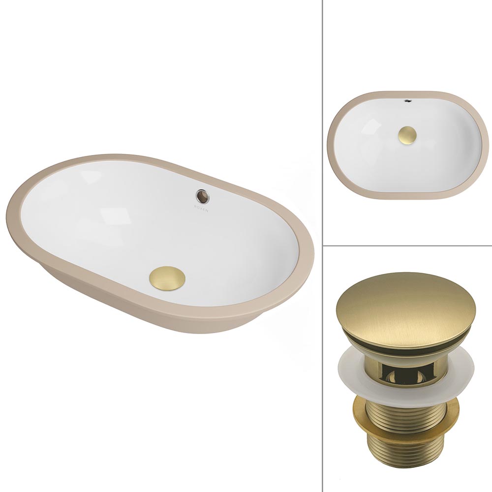 Комплект 2 в 1 умывальник Roxen Lantio 110220-GB с донным клапаном