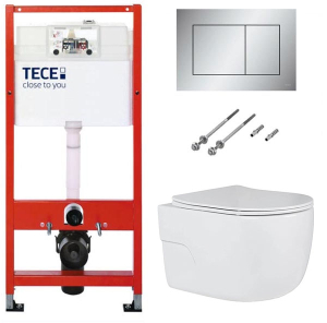 Система инсталляции для унитаза TECEbase kit 9400401 с кнопкой Tecenow 9240402 и унитазом Roxen Porto 530155-01