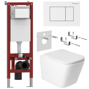 Комплект инсталляции Asten Readle Zentralmodul AR0501 с кнопкой и унитазом Saniteco KW-9004WS