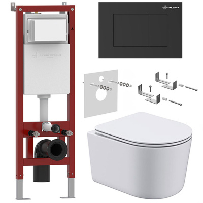 Комплект инсталляции Asten Readle Zentralmodul AR0501 с кнопкой и унитазом Roxen Simple Compact 530120-01