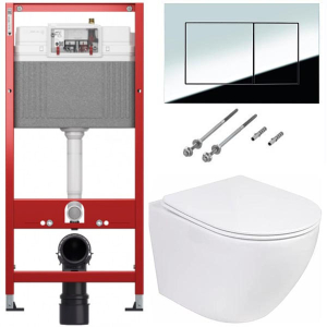 Комплект инсталляции TECEbase kit 9400401S (9400412) c кнопкой и унитазом Roxen Antares 530185-01 Rimless Soft Close