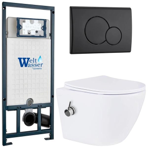 Комплект инсталляции Weltwasser Marberg 507 RD с подвесным унитазом Roxen Antares Bidet 530185-01X с функцией биде