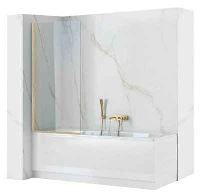 Душевая шторка на ванну Rea Elegant MATT Gold REA-W6600 / REA-W6601 c матовым профилем