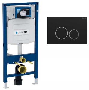 Инсталляция для унитаза Geberit Sigma UP320 с кнопкой Burke Type 05 черной матовой / хром глянец 111.305.BH.1