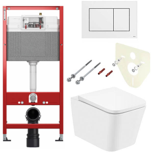 Комплект инсталляции TECEbase kit 9400401S c белой кнопкой TECEnow и унитазом Uptrend Gravis