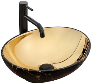Умывальник Rea Sofia in gold marble black U8011 / in marble black gold U8012