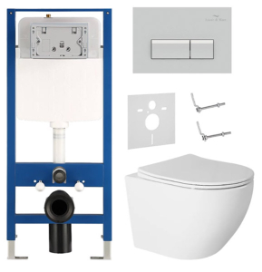Комплект инсталляции 6 в 1 Amore di mare QuickFit 50114 с подвесным унитазом Delio P203 и клавишей смыва 404CH