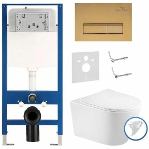 Комплект инсталляции 6 в 1 Amore di mare QuickFit 50114 с подвесным унитазом Elsa Tornado P312-T и клавишей смыва 404G