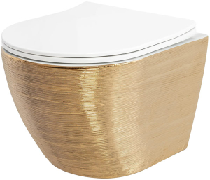 Подвесной унитаз Rea Carlo Flat Brush Gold C6942
