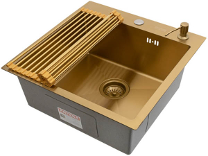 Кухонная мойка Arfeka Eco AR 50 Gold с дозатором и роллер-матом