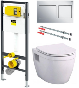 Комплект инсталляции Viega Prevista Dry 792596 c кнопкой и подвесным унитазом BelBagno Loto