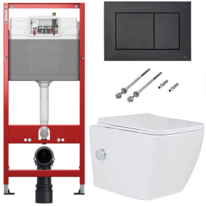 Комплект инсталляции TECEbase kit c кнопкой 9240407 и унитазом Roxen Cube Bidet 530135-01X с функцией биде