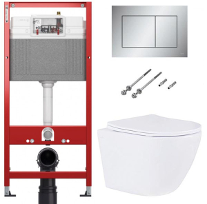 Комплект инсталляции TECEbase kit 9400401 с кнопкой Tecenow 9240402 и унитазом Roxen Antares 530185-01