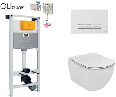 Комплект инсталляции OLi120 Olipure (Fresh) с унитазом Ideal Standard Tesi Aquablade и сиденьем Soft Close