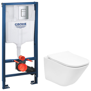 Комплект инсталляции Grohe Rapid SL 38772001 с подвесным унитазом Roca The Gap CleanRim 34647L000 Slim Soft Close