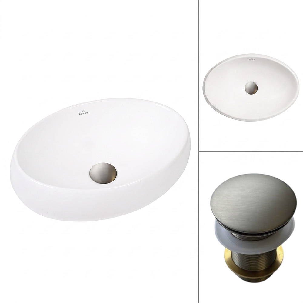 Комплект 2 в 1 умывальник Roxen Trendo mini 110200-BN с донным клапаном