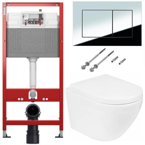 Комплект инсталляции TECEbase kit 9400401S (9400412) c кнопкой и унитазом Roxen Antares Tornado 530185-02 Rimless Soft Close