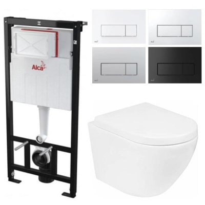 Комплект инсталляции AlcaPlast AM101/1120 Sadromodul с ароматизатором, кнопкой M570 / M571 / M572 / M578 и унитазом Roxen Antares Tornado 530185-02