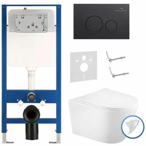 Комплект инсталляции 6 в 1 Amore di mare QuickFit 50114 с подвесным унитазом Elsa Tornado P312-T и клавишей смыва 303MB
