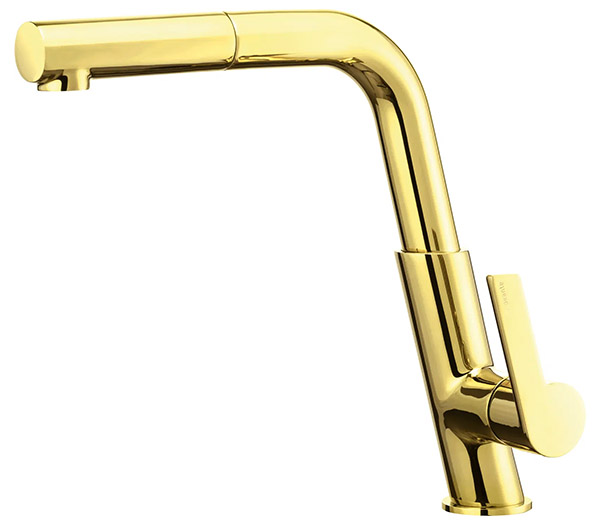Смеситель для кухонной мойки Deante Silia Gold BQS Z73M с выдвижным изливом