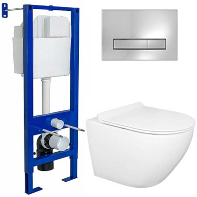 Комплект инсталляции Berges Аtom Line 410 c кнопкой и унитазом Gid Tr2198