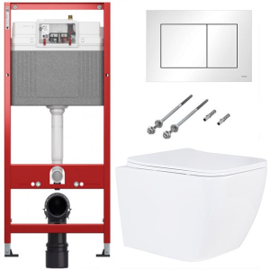 Комплект инсталляции TECEbase kit c кнопкой 9400413 и унитазом Roxen Cube Tornado 530135-01 Rimless Soft Close