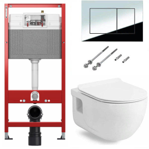 Комплект инсталляции TECEbase kit 9400401S (9400412) c кнопкой и унитазом Sanovit Lucco Brilla Rim Art