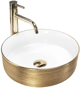 Умывальник Rea Sami White Brush Gold REA-U6630