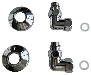 Комплект угловых американок Terminus 3/4"х1/2" Г/Ш со сгоном + отражатели хром