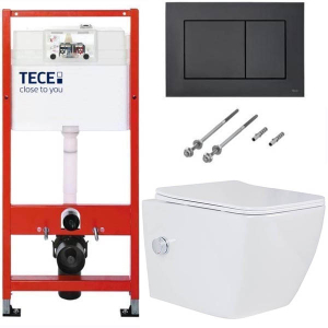 Система инсталляции для унитаза TECEbase kit c кнопкой 9240407 и унитазом Roxen Cube Bidet 530135-01X с функцией биде