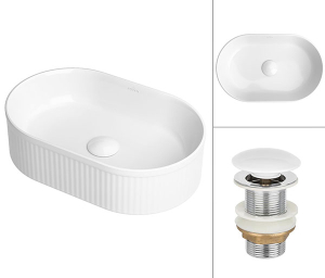 Комплект 2 в 1 умывальник Roxen Royal Oval 110170-W с донным клапаном