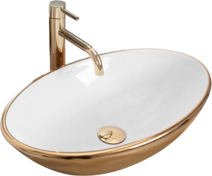 Умывальник Rea Pamela Gold White U6345