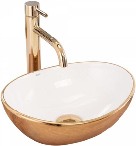Умывальник Rea Sofia Gold/White U0456 / Mini U6334