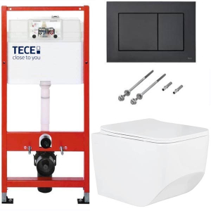 Система инсталляции для унитаза TECEbase kit c кнопкой 9240407 и унитазом Roxen Boro 530145-01 Rimless Soft Close