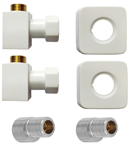 Комплект угловых американок квадратных KV 3/4"х1/2" Г/Ш белый