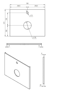 Столешница Cersanit Stone Balance, 60х45, серый матовый