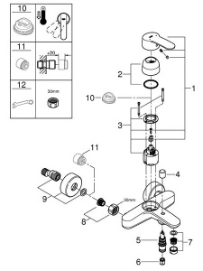 Смеситель для ванны Grohe Eurostyle Cosmopolitan 33591002
