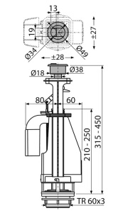 Сливной механизм AlcaPlast с двойной кнопкой A08A