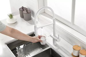 Смеситель для кухонной мойки Paulmark Gravity Gr213888-WH с подключением к фильтру воды