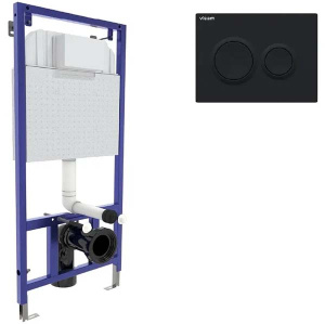 Инсталляция для унитаза Visam Slim 525 с кнопкой O5 чёрный Soft Touch