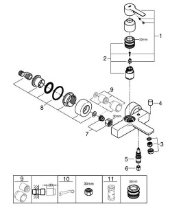 Смеситель для ванны Grohe Lineare 33849001 / 33849DC1, хром