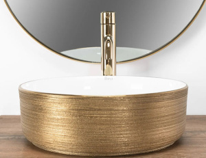 Умывальник Rea Sami White Brush Gold REA-U6630