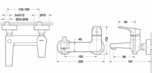 Смеситель для ванны Bravat Vega F6119177CP-01
